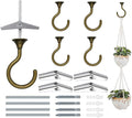 4 Sets Heavy Duty Swag Ceiling Hooks with Hardware for Hanging Plants, Cavity Wall Fixing, Easy Installation, Holds Up to 30lbs, Ideal for Home & Garden (4 Sets, Antique Brass)