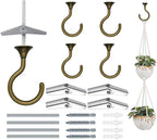 4 Sets Heavy Duty Swag Ceiling Hooks with Hardware for Hanging Plants, Cavity Wall Fixing, Easy Installation, Holds Up to 30lbs, Ideal for Home & Garden (4 Sets, Antique Brass)