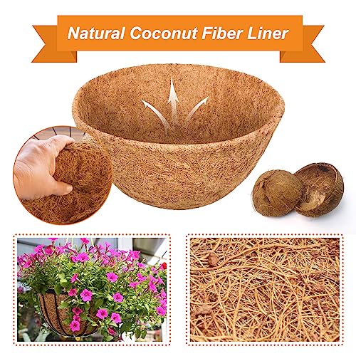 Riare 4 Pack 12 Inch Round Coco Liners Replacement, 100% Natural Coconut Coir Liners for Hanging Baskets, Garden Flower Vegetables Planter Pot, Window Box, Fence, Decks - size: 12inch