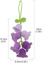 Car Rearview Mirror Hanging Ornament, Crochet Flower Basket Plant Accessory, Handmade Knitted Car Ornament Boho Accessory for Women (Lily of The Valley(Purple))