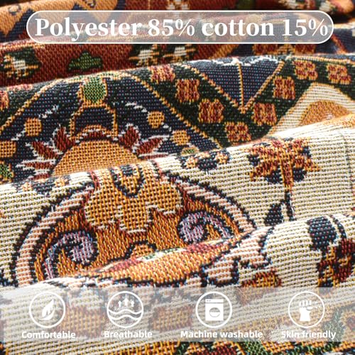 Boho Throw Blanket Reversible Cotton Bohemian Tapestry Hippie Room Decor Outdoor Blanket Double Sided (Boho Patten 50"x60") - color: Boho Patten 7, size: 50*60 inch