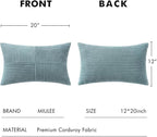 MIULEE Sky Blue Decorative Lumbar Throw Pillow Covers 12x20 Inch for Couch Bed Sofa Pack of 2 Boho Farmhouse Throw Pillows Soft Cross Corduroy Patchwork Textured Cushion Cases