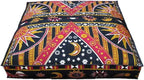 CRAFT KALA Mandala Floor Pillow Cushion Cover Seating Throw Cover Hippie Decorative Bohemian Ottoman Poufs Pom Pillow Cases Boho Indian Cotton Living Room Yoga Home Décor 24" Square Orange Burning sun