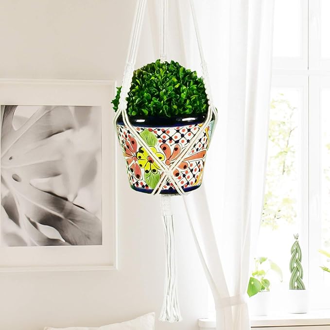 Macrame Plant Hangers Hanging Planter - 3 Pack Indoor or Outdoor Cotton Rope Hanging Plant Holder for Flower Pots - Modern Boho Home Decor, 3 Legs 42 Inch