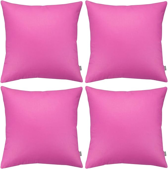 Thmyo 4-Pack 100% Cotton Comfortable Solid Decorative Throw Pillow Case, Square Cushion Cover Pillowcase Sublimation Blank Pillow Covers DIY Throw Pillowcase for Couch(18x18 inch/ 45x45cm,Rose red)