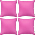 Thmyo 4-Pack 100% Cotton Comfortable Solid Decorative Throw Pillow Case, Square Cushion Cover Pillowcase Sublimation Blank Pillow Covers DIY Throw Pillowcase for Sofa(20x20 inch/ 50x50cm,Rose red)