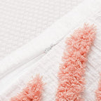 PLWORLD Boho Pink Lumbar Throw Pillow Cover 12x20 Inch with Tassels, Geometric Tufted Cream Chenille Fabric Small Accent Textured Cushion Case for Bed Couch, 1 PC Cover Only No Insert