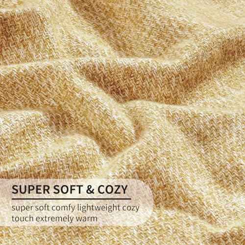BOURINA Faux Cashmere Fringe Throw Blanket Decorative Lightweight Throw Soft Cozy for Bed or Sofa Outdoor Blanket, 50" x 70" Yellow - color: Yellow, size: 50"x70"
