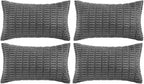 Fancy Homi 4 Packs Dark Grey Decorative Throw Pillow Covers 12x20 Inch for Couch Bed, Rustic Modern Farmhouse Boho Home Decor, Soft Plush Corduroy Gray Cute Square Accent Cushion Case 30x50 cm