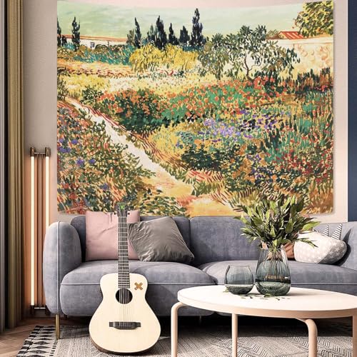 Yeoiat Van Gogh Tapestry Floral Wall Tapestry, Nature Tapestries for Bedroom Flower Tapestries Wall Hanging for Bedroom Living Room 44"x60" - color: Purple, size: 60"L x 44"W