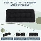 downluxe Outdoor Bench Cushion for Patio Furniture, Water Resistant Tufted Overstuffed Porch Swing Cushions, Thick Outdoor Loveseat Cushions, 44" X 19" X 5", Black, Set of 1