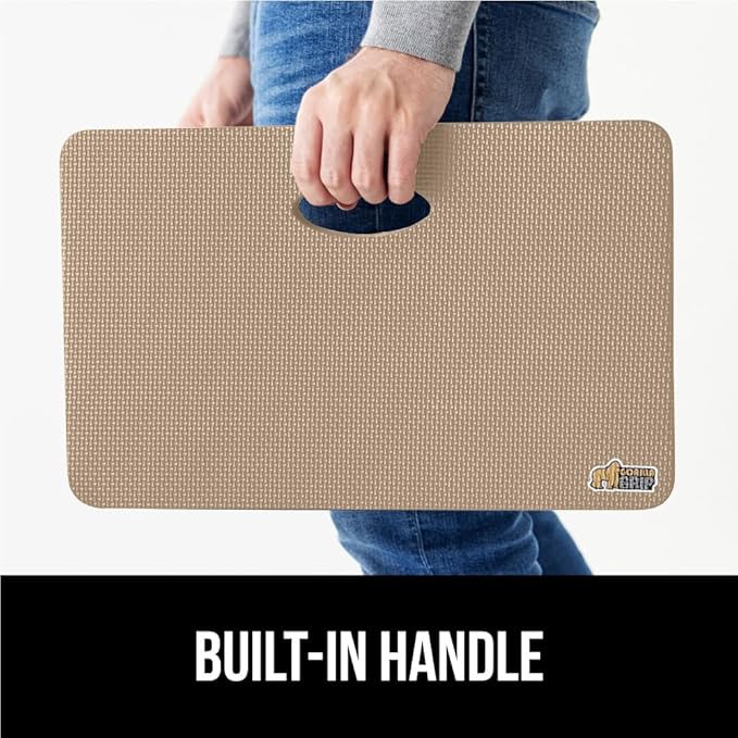GORILLA GRIP Extra Thick Patent Pending Supportive Foam Kneeling Pad, Large Cushion Knee Pads for Gardening, Baby Bath Time, Dirt and Water Resistant, Workout and Garden Supplies, 17.5x11, Beige