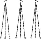 Benvo 16 inch Long Hanging Plant Chains Flower Pot Hangers with Clips and Hooks 3 Point Replacement Chain Holders for Baskets Bird Feeders Planters and Other Ornaments (Pack of 3, Black)