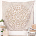 RAJRANG King Size Mandala Tapestry Golden for Bedroom and Living Room Wall Hanging Cotton Tapestries 90 x 108 Inches - color: Golden, size: 90"L x 108"W