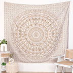 RAJRANG King Size Mandala Tapestry Golden for Bedroom and Living Room Wall Hanging Cotton Tapestries 90 x 108 Inches - color: Golden, size: 90"L x 108"W
