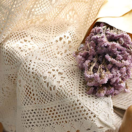 Rustic Crochet Curtains for Living Room Farmhouse Hollow Knitted Lace Curtain Panels for Bedroom Rod Pocket Boho Cotton Window Drapes for Doorway 1 Panel W55 X L79 Inch - size: 55"W x 79"L (Pack of 1)