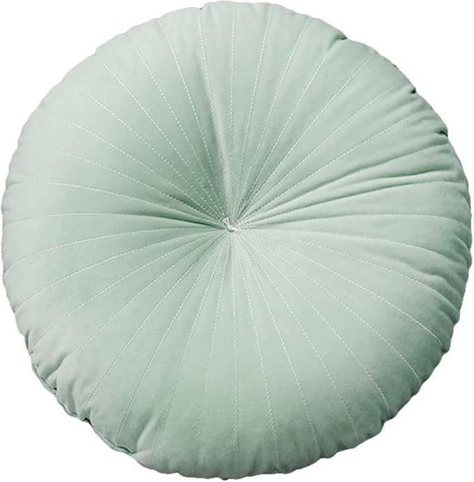 HLOVME Round Pillow Cushion for Couch Velvet Decorative Small Throw Pillow Solid Color for Living Room Bed Floor 15.7”, Mint Green