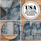 ReaLife Machine Washable Area Rug Runner - Living Room Bedroom Bathroom Kitchen Entryway Office - Padded Low Pile Stain Resistant Premium - Modern Abstract Colorful - ASA - Blue 2'6" x 6' - color: Abstract Modern - Blue, size: 2'6" x 6' (Rectangular)