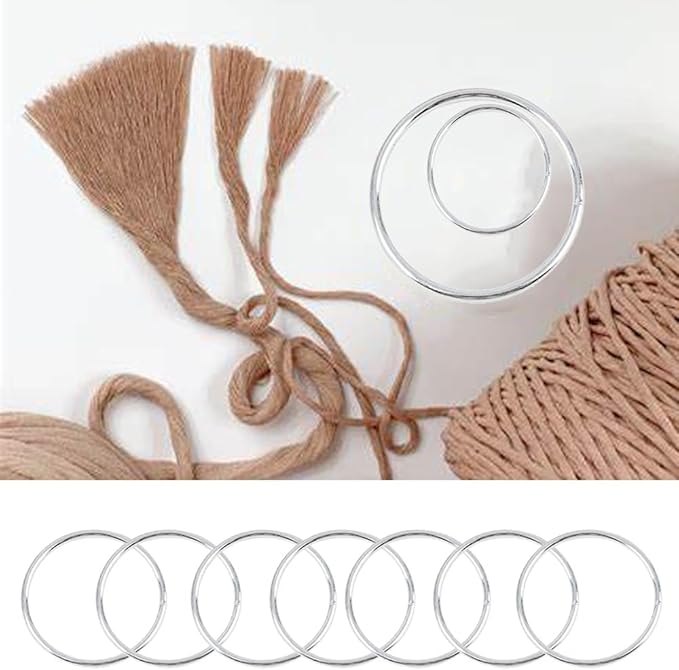 40Pcs Macrame Hoops Ring, BetterJonny 7 Inch Metal Craft Rings Hoops Silver Dream Catcher Rings Wreath Hoop Rings for Home Decorations DIY Crafts and Wall Hanging Crafts