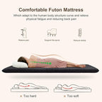 Premium Foam 3.2" Thick Japanese Futon Floor Mattress - Queen Size 60"x80" 100% High-Density Foam,Comfortable Sleeping Pad,Tatami Mat for Dorm,Bedroom or Guest Room，Boys Girls Dormitory Pads(Black)