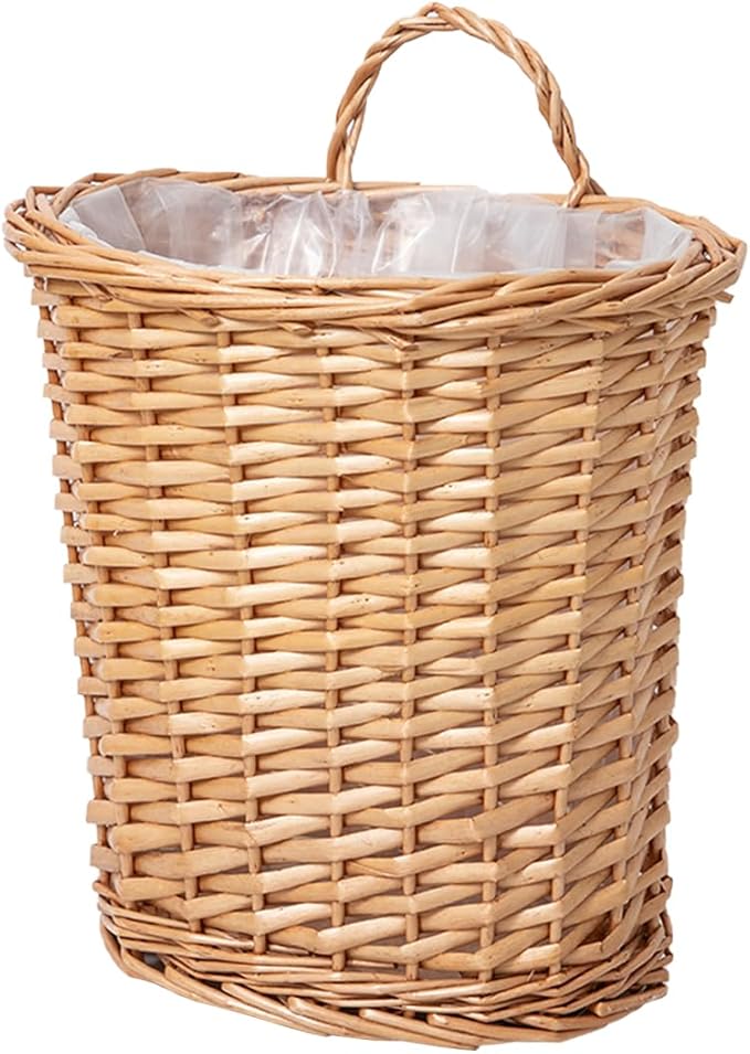 Wall Hanging Basket, Woven Wicker Plant Basket for Door Porch Garden Farmhouse Kitchen