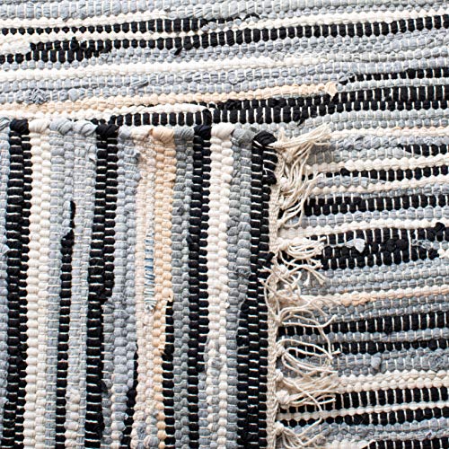 SAFAVIEH Rag Rug Collection Accent Rug - 2'6" x 4', Black & Multi, Handmade Boho Stripe Cotton, Ideal for High Traffic Areas in Entryway, Living Room, Bedroom (RAR129Q) - color: Black/Multi, size: 2'6" x 4' (Rectangular)