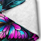 Butterfly Neon Throw Blankets for Women Farmhouse Blue Purple Colorful Butterflies Fleece Bed Blankets Ultra Soft Warm All Season Decorative Fleece Blankets for Chair Car Sofa Couch 30"X40"