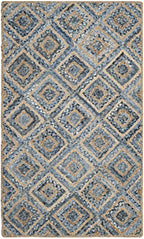 SAFAVIEH Cape Cod Collection Accent Rug - 3' x 5', Natural & Blue, Handmade Flat Weave Diamond Braided Jute & Denim, Ideal for High Traffic Areas in Entryway, Living Room, Bedroom (CAP354A) - color: Natural/Blue, size: 3' x 5' (Rectangular)