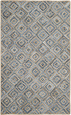 SAFAVIEH Cape Cod Collection Area Rug - 6' x 9', Natural & Blue, Handmade Flat Weave Diamond Braided Jute & Denim, Ideal for High Traffic Areas in Living Room, Bedroom (CAP354A) - color: Natural/Blue, size: 6' x 9' (Rectangular)