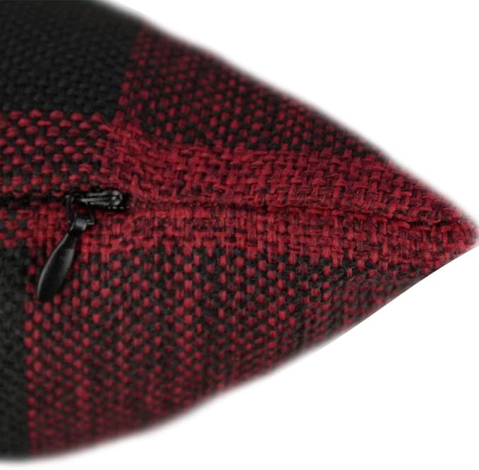 VAKADO 20x20 Set of 2 Red and Black Buffalo Plaid Throw Pillow Covers Farmhouse Christmas Check Decorative Cushion Cases Rustic Retro Home Decor for Couch Bed Sofa