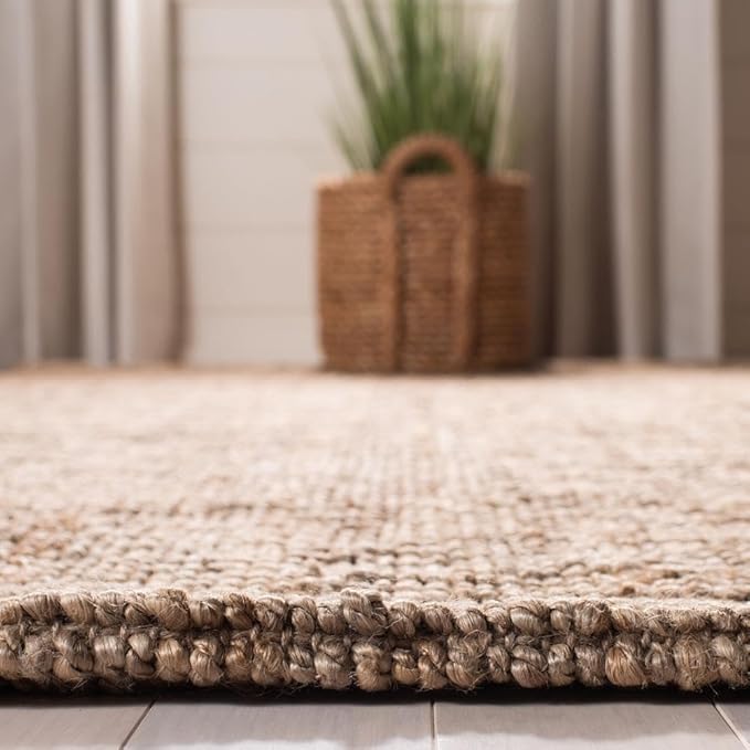 SAFAVIEH Natural Fiber Collection Square Rug - 7' Square, Grey, Farmhouse Design, Ideal for High Traffic Areas in Bedroom, Dining Room & Kitchen (NF808F-7SQ)