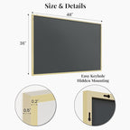 36"x48" Large Gold Bathroom Mirror, Metal Framed Vanity Mirror for Wall, Wide 48"x36" Rectangular Mirror Over Sink, Luxury Living Room Decor, Flush Mount