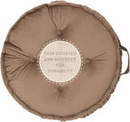 Round Floor Cushion, Floor Pillow Thick Floor Seating, Comfortable Supportive, Quilted Soft Booster Seat Pad for Yoga Meditation, Yoga Cushion, 56 cm 22 inch, Ibiza, Light Brown