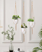 JZK 3pcs 90cm 100cm 120cm Macrame Plant Hanger with Hook, Jute Rope Plant Pot Holder, Flower Pot net Hanging Planter with Tassel, Indoor Hanging Basket for House Plants