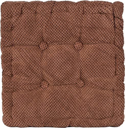 ChezMax Floor Pillow & Cushion, Large Meditation Chair Cushion, Thick Square Seat Pad, Soft Velvet Tufted Seating Pouf for Indoor/Outdoor Yoga Bench Rocking Chair Room Tatami Sofa, Coffee 18"x18" - color: Coffee M