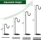 74" Shepherds Hook Stand for Plant: Hanging Bird Feeders, Plants, Lanterns, Wreath and Wind Chimes, Adjustable Free Standing Pole Holder with Heavy Duty Base for Indoor & Outdoor, Holds Up to 20 LBS