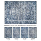 Bloom Rugs Washable Non-Slip 7 ft Runner - Blue Traditional Runner for Entryway, Hallway, Bathroom, and Kitchen - Exact Size: 2.5' x 7' - color: Blue, size: 2'6" x 7' (Runner)
