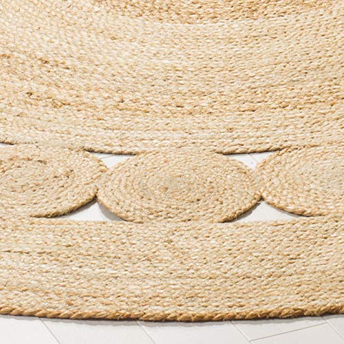 SAFAVIEH Area Rug 6' Round - Natural Fiber Collection - Natural Brown, Handmade Jute, Boho Farmhouse Braided Design (NF364A) - color: Natural, size: 6' (Round)