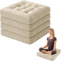 Meditation Floor Pillow Set of 4, Square Large Pillows Seating for Adults, Meditation Cushion Pillow,Tufted Corduroy Cushion for Tatami Living Room or Yoga, Beige, 22x22 Inch