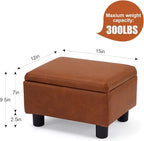 Small Foot Stool Under Desk Foot Stools Ottoman Footstool Foot Stools Small Footstools Foot Stool for Living Room Foot Rest 15" W x 12" D x 9.5" H Faux Leather Brown