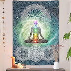 DYNH Meditation Vertical Tapestry, Yoga Decor Tapestry Wall Hanging for Bedroom, Lotus Tapestries Poster Beach Blanket College Dorm Home (40W X 60H) - size: 60"L x 40"W
