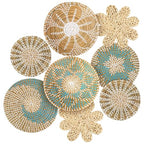 Xuhal 8 Pcs Boho Wall Basket Decor Decorative Bulrush Woven Basket Wall Decor Rustic Farmhouse Hanging Baskets for Kitchen Rustic Home Summer Decorations - style: Elegant