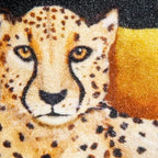 Creative Co-Op Cotton Blend Velvet Printed Lumbar Pillow with Cheetah Image and Eyelash Fringe, Multi Color - color: Navy, size: Lumbar