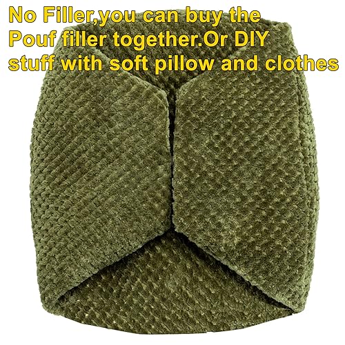 Asuprui Pouf Ottoman Unstuffed Ottoman Foot Rest No Filler Soft Faux Fur Foot Stool 20x20x12 Inches Fuzzy Chair Floor Pouf Chair with Storage for Living Room Bedroom Green - color: Olive Green