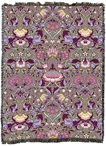 Pure Country Weavers William Morris Lodden Dianthus Blanket XL - Arts & Crafts - Gift Tapestry Throw Woven from Cotton - Made in the USA (82x62) - color: Dianthus, size: X-Large