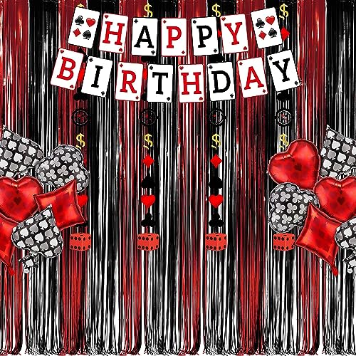 Black Red Party Streamers Backdrop - GREATRIL Foil Fringe Tinsel for Stranger/Friday Party/Halloween Party Decorations - 3.2ft X 8.2ft - 2 Packs - color: Black Red