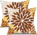 DFXSZ Rust Flower Pillow Covers 18x18 Inch Set of 2 Outdoor Brown Waterproof Decor for Living Room Sofa Patio Funiture Garden Floral Polyester PillowCovers 012K18