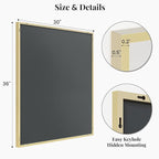 30"x36" Gold Bathroom Mirror for Wall, Metal Framed Vanity Mirror, Large Rectangular Mirror Over Sink, Mid-Century Modern Decor, Flush Mount