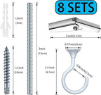 8 Sets Heavy Duty Swag Ceiling Hooks with Hardware for Hanging Plants, Cavity Wall Fixing, Easy Installation, Holds Up to 30lbs, Ideal for Home & Garden (8 Sets, White)