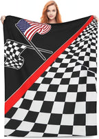 Checkered Throw Blanket Soft Flannel Blanket 60"x50" in Bed Blanket Home Decor for Room Sofa Couch All Season